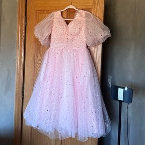 NEW starry tulle Prom Dress Tea length prom dress pink size 8